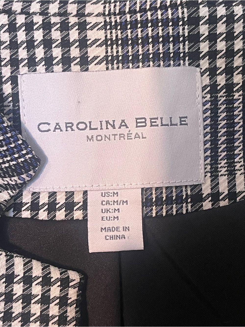 Carolina Belle open-front, longline blazer in glen plaid pattern. Size M GUC - Picture 7 of 10